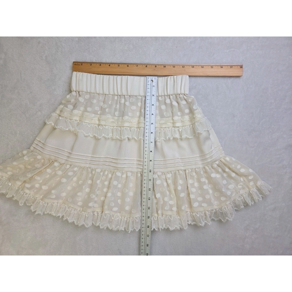 NEW Alexis Yakira Skirt Revolve Size XS Cream Ivory Ruffle Sequin Dots MSRP $385 - Picture 10 of 16